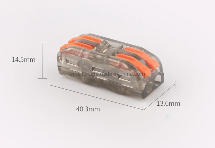 Origin China CE Certification PC Material Transparent Color 2 Conductor L N Home Building Compact Splicing Wire to Wire Lever Nut Terminal Block Wire Connector