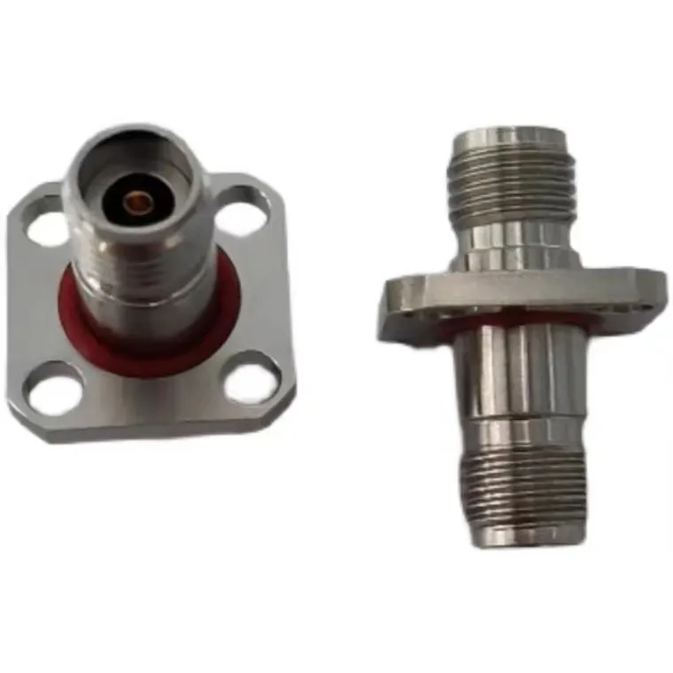 Connecteur de câble Coaxial RF droit à bride femelle à 4 trous en acier inoxydable de 2.92mm pour câble Coaxial Gore Cxn3506