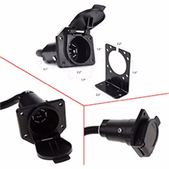 Adaptateur de convertisseur de faisceau de câbles, prise de lumière de remorque RV, 4 fils plats à 7 voies, pour attelage de remorque de camion de voiture avec support de montage